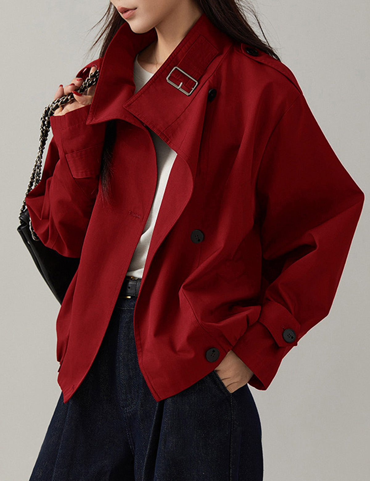 Vintage Luźny Trench Coat