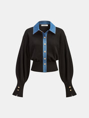 Sweter z guzikiem i denimu