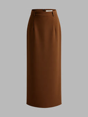 Elegancka Maxi Spódnica z Rozcięciem z Tyłu Bez Pasa