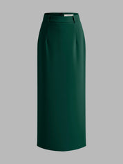 Elegancka Maxi Spódnica z Rozcięciem z Tyłu Bez Pasa