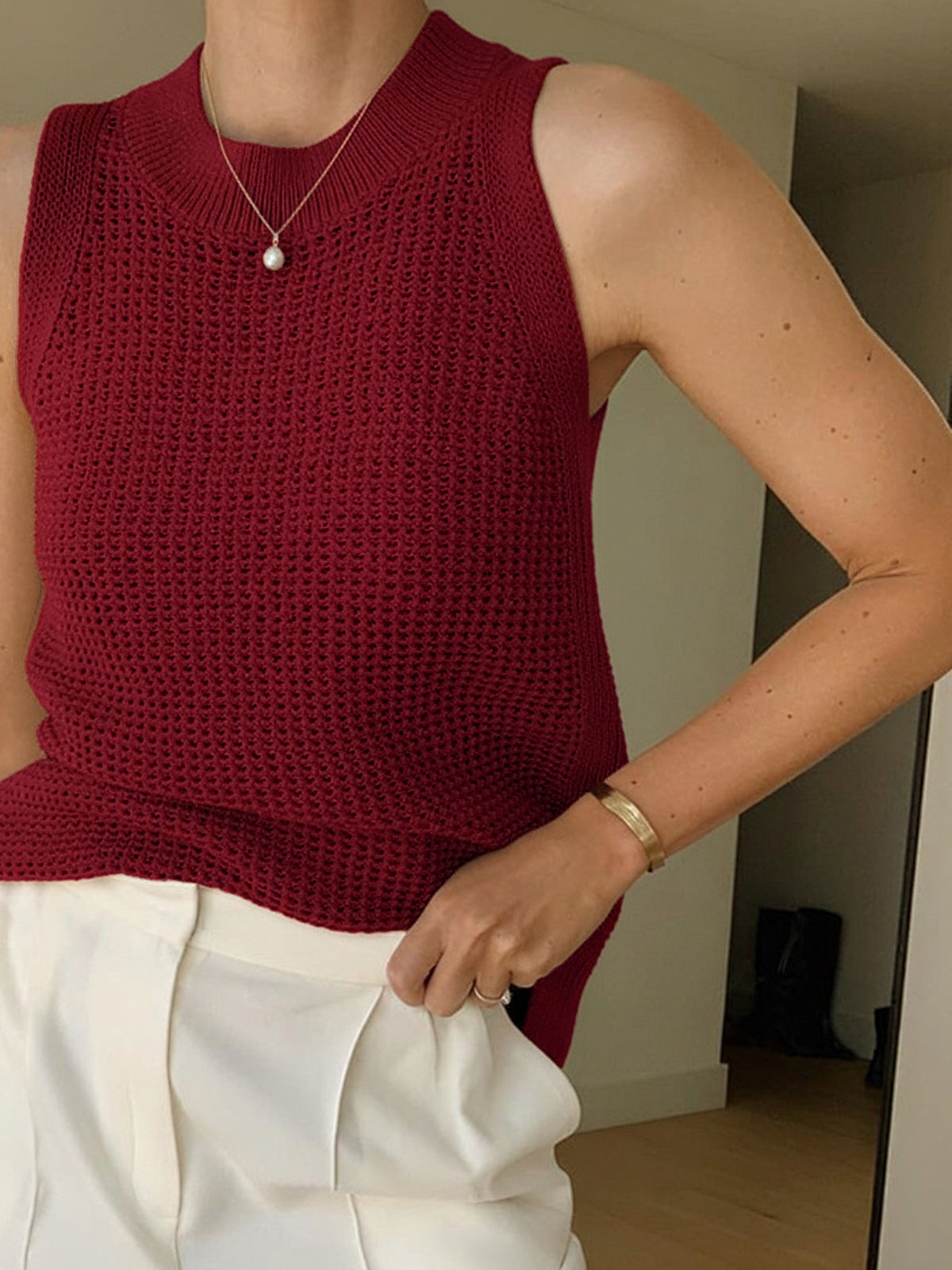 Top bez rękawów Knit Hollow