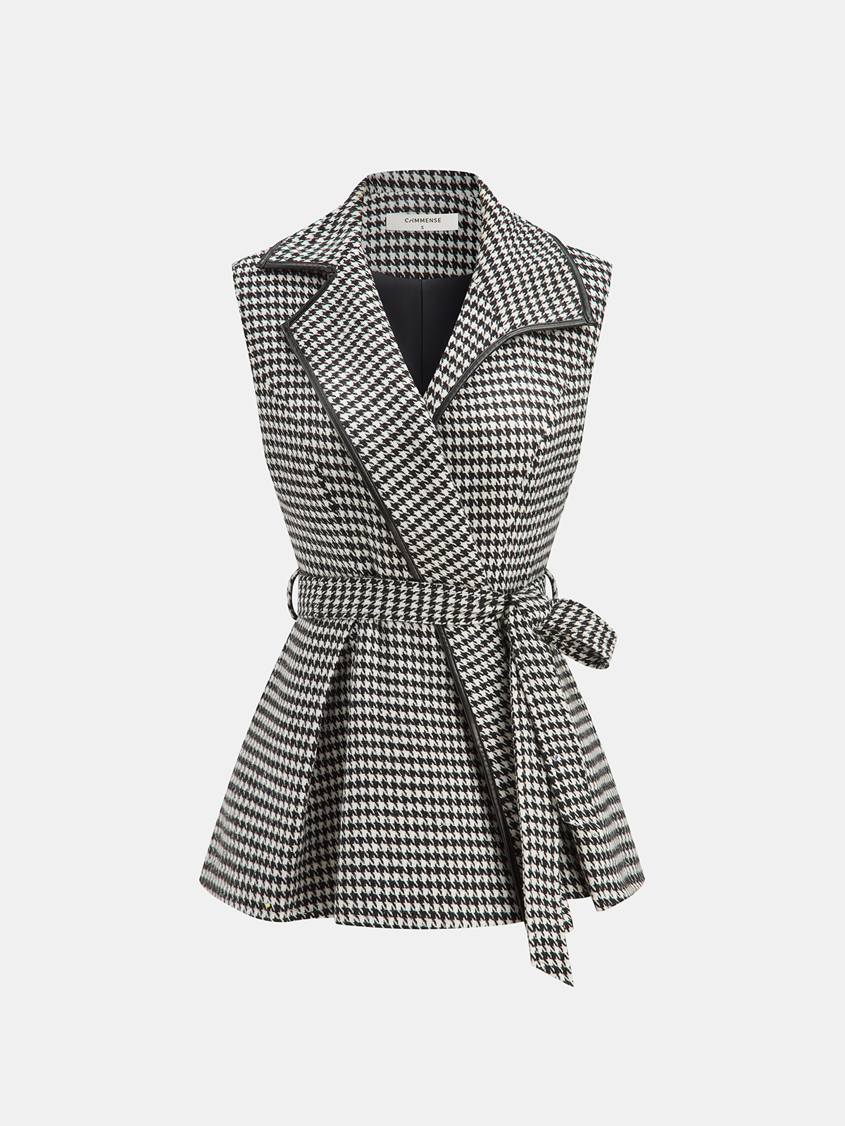 Kamizelka z paskiem w wzór houndstooth