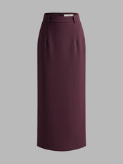 Elegancka Maxi Spódnica z Rozcięciem z Tyłu Bez Pasa