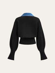 Sweter z guzikiem i denimu