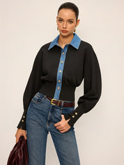 Sweter z guzikiem i denimu