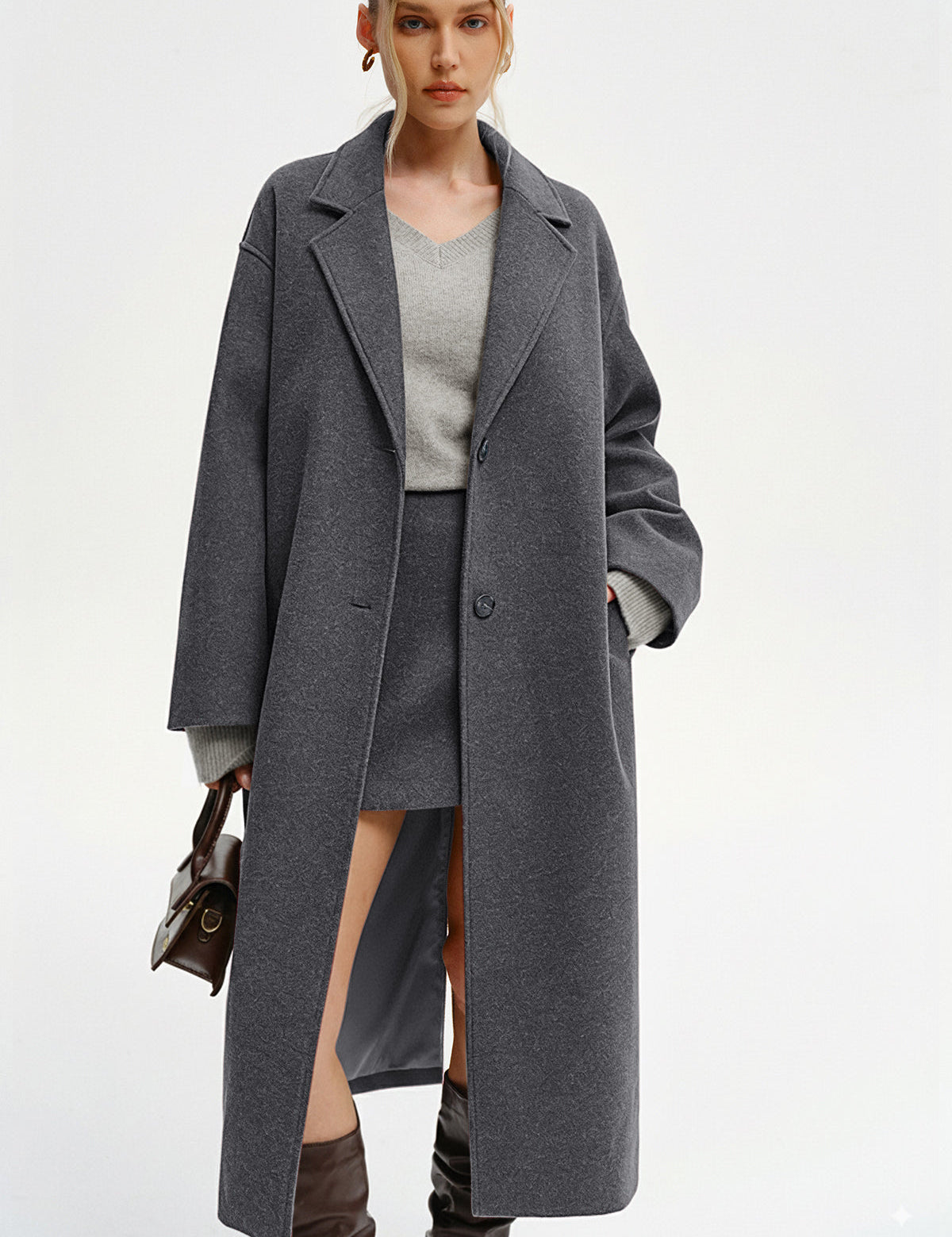 Oversized Tweed Long Coat