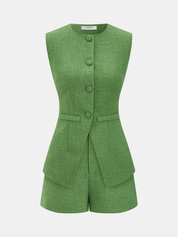Kamizelka bez rękawów i szorty Tweed