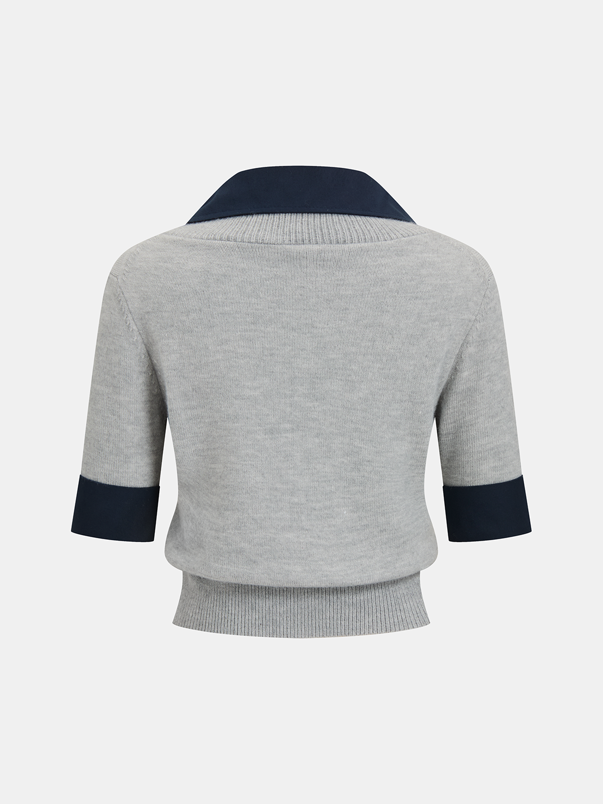 Sweter z Kontrastowym Kołnierzem i Rękawami Elbow