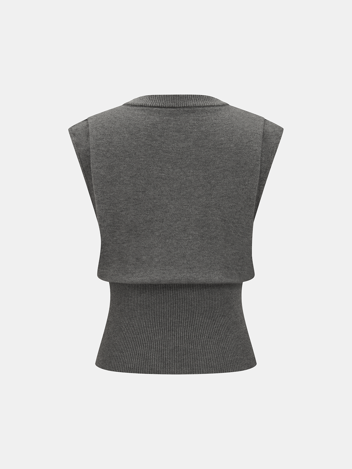 Sweter bez rękawów z dekoltem typu crew neck i ściągaczem w talii
