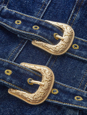 Sukienka mini z denimu z podwójnym zapięciem