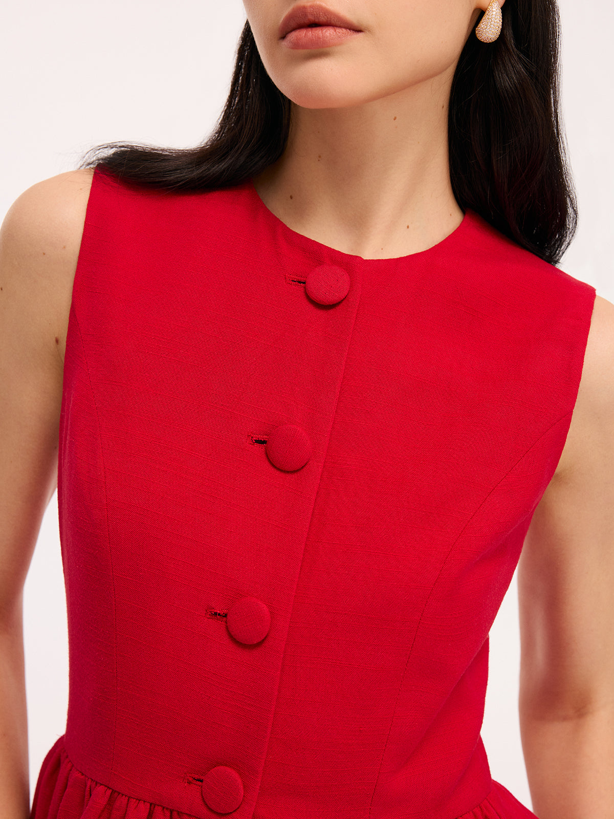 Top Peplum bez rękawów i zestaw szortów