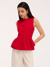 Top Peplum bez rękawów i zestaw szortów