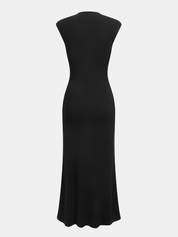 Sukienka maxi z krótkim rękawem i prążkowanym splotem
