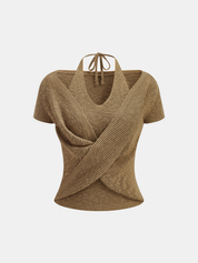 Top z krótkim rękawem Halter Wrap