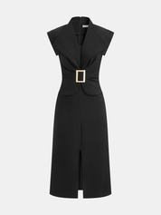 Sukienka midi bodycon bez rękawów z klamrą