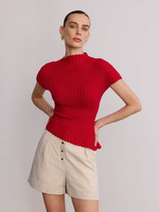 Sweter z wełny i akrylu z wysokim kołnierzem