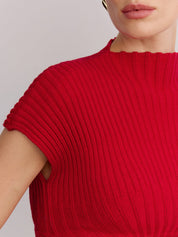 Sweter z wełny i akrylu z wysokim kołnierzem