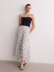 Plisowana spódnica maxi w kropki