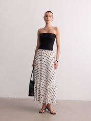 Plisowana spódnica maxi w kropki