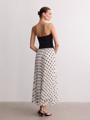 Plisowana spódnica maxi w kropki