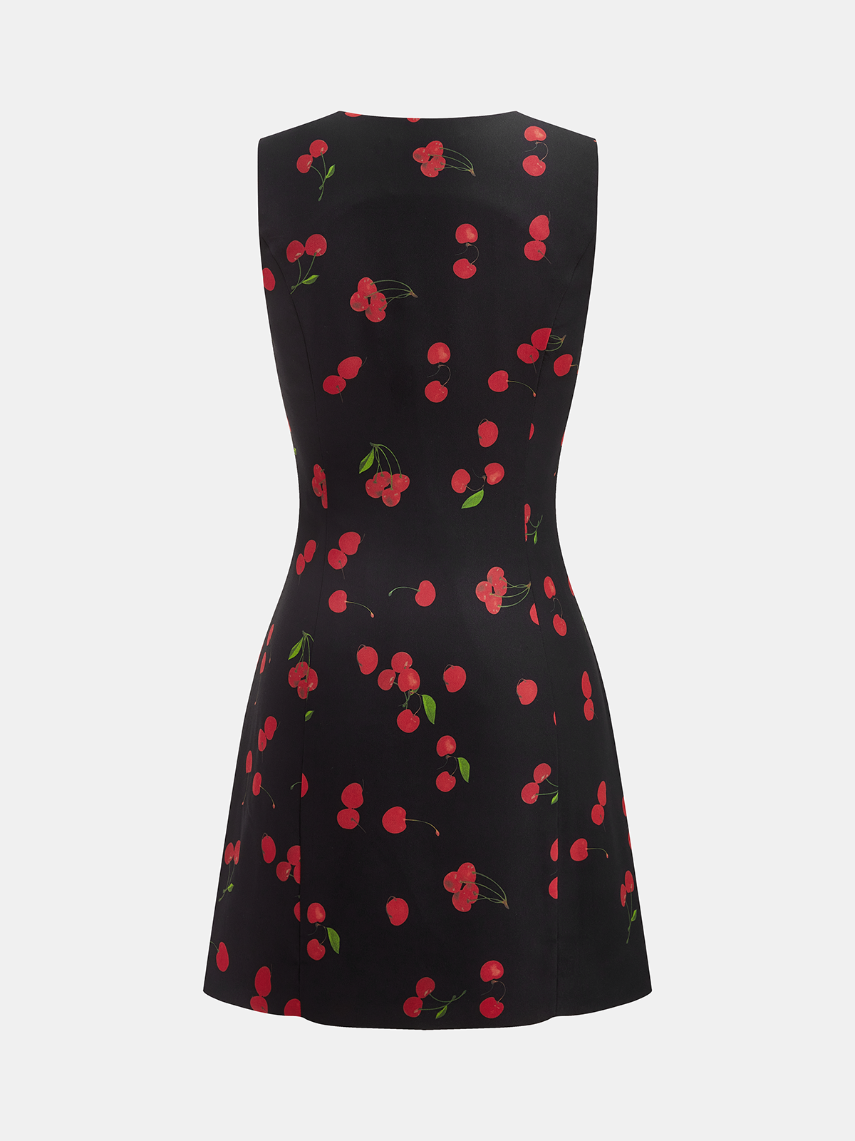 Sukienka mini bez rękawów w print wiśniowy