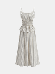 Top z peplum w paski i szerokie spodnie