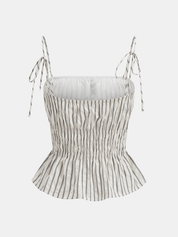 Top z peplum w paski i szerokie spodnie
