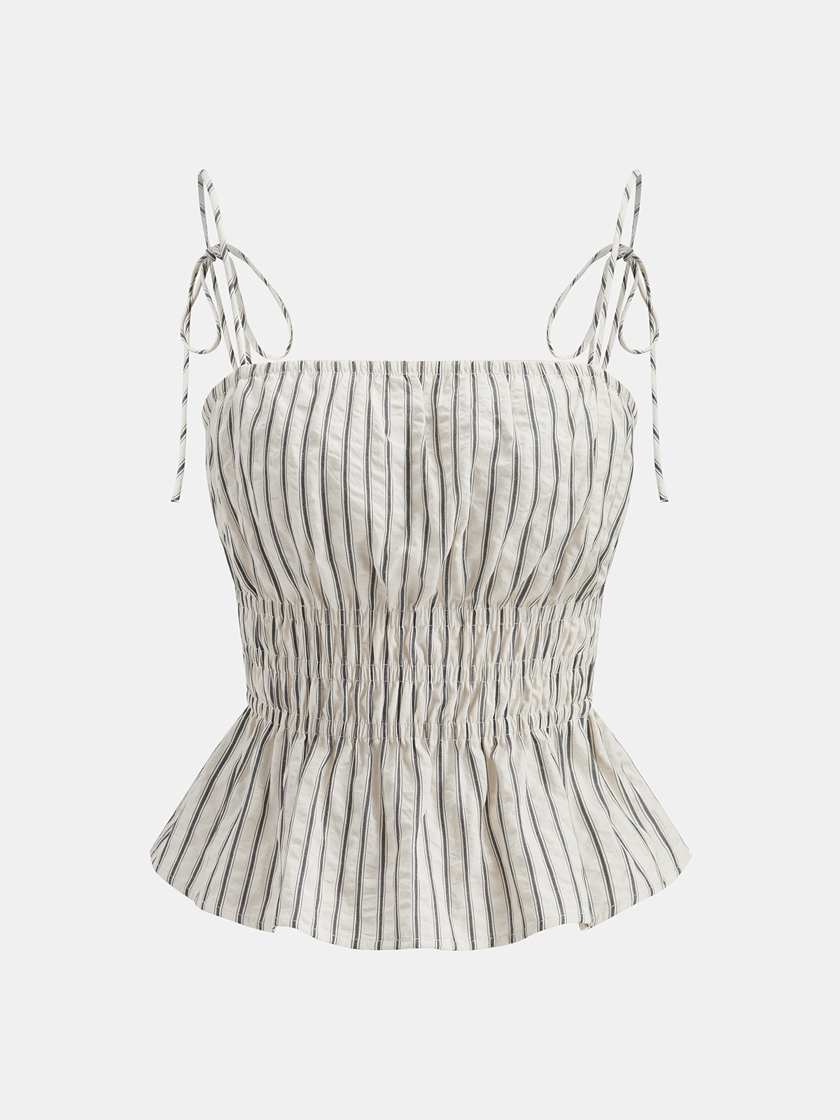 Top z peplum w paski i szerokie spodnie