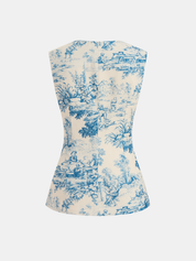 Zestaw bezrękawnik i szorty w print w stylu toile