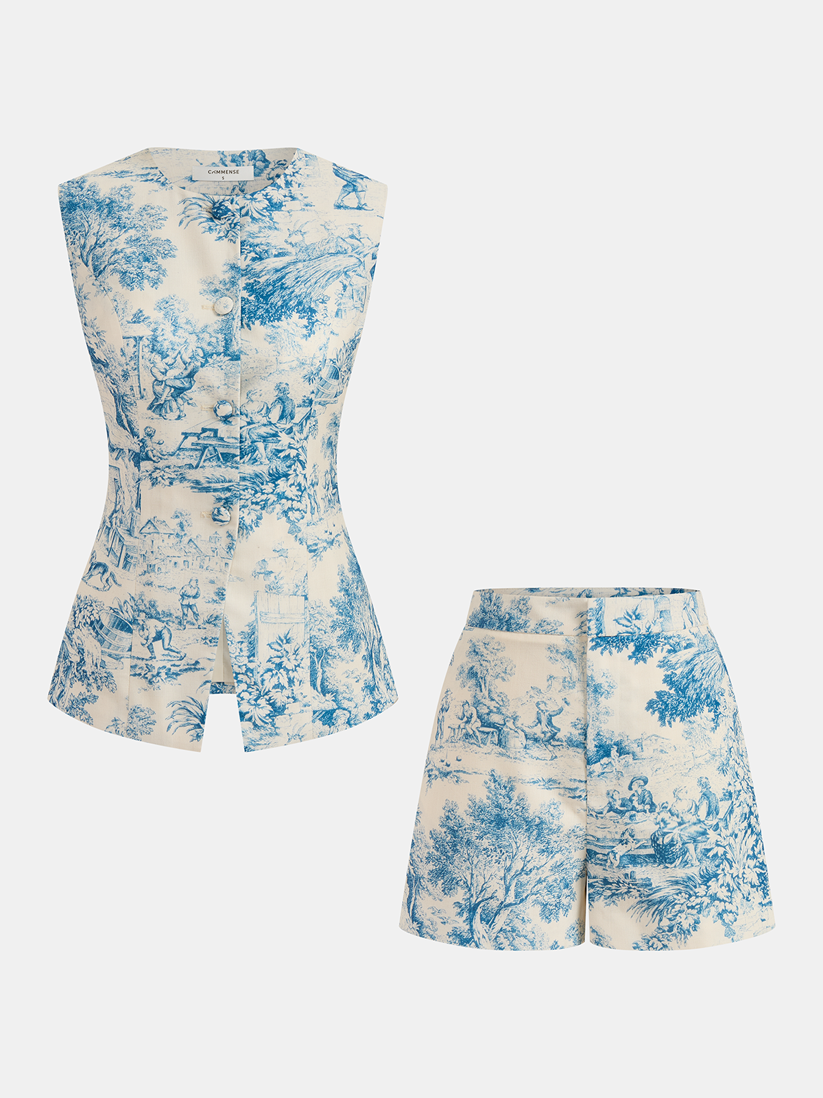 Zestaw bezrękawnik i szorty w print w stylu toile