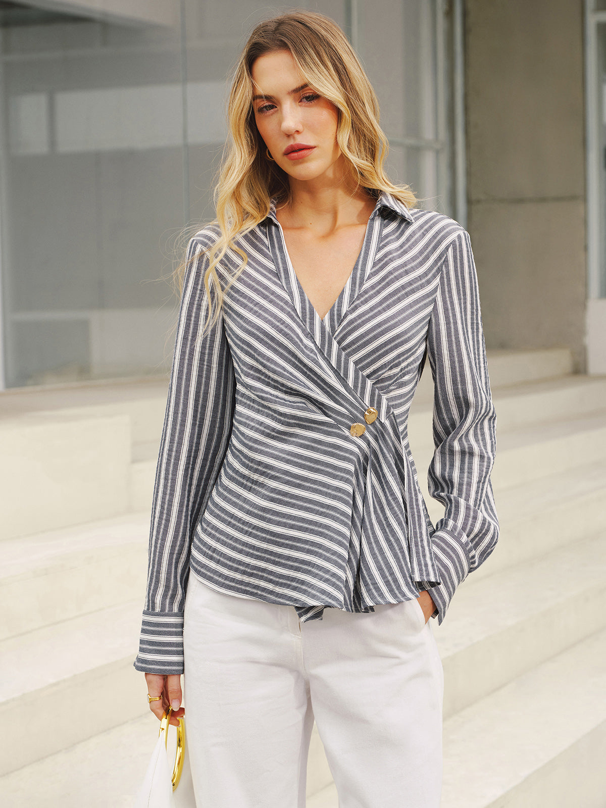 Koszula V-Neck w paski