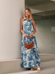 Sukienka maxi z guzikami w print w kwiaty
