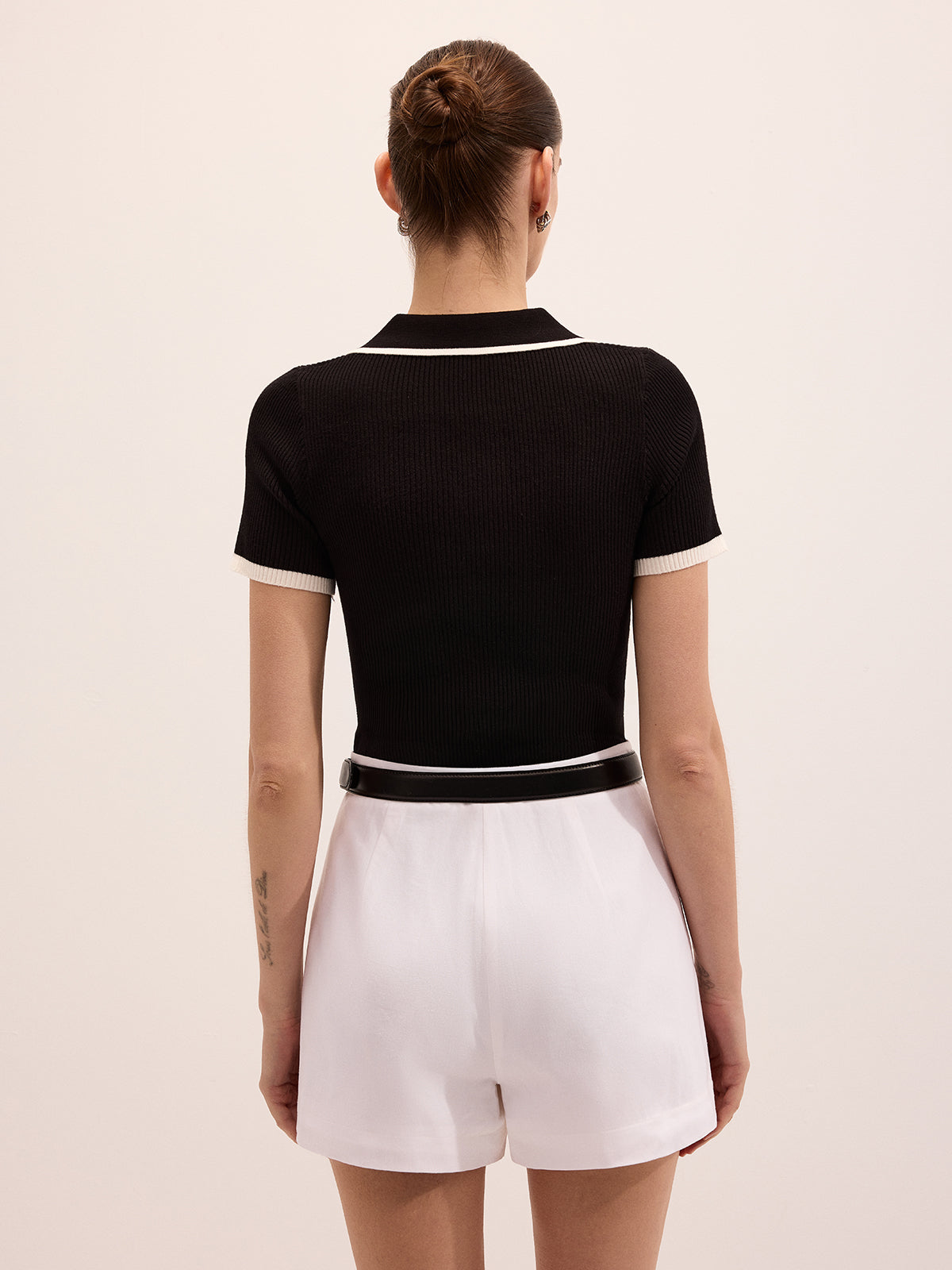 T-shirt polo z krótkim rękawem w prążki