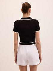 T-shirt polo z krótkim rękawem w prążki