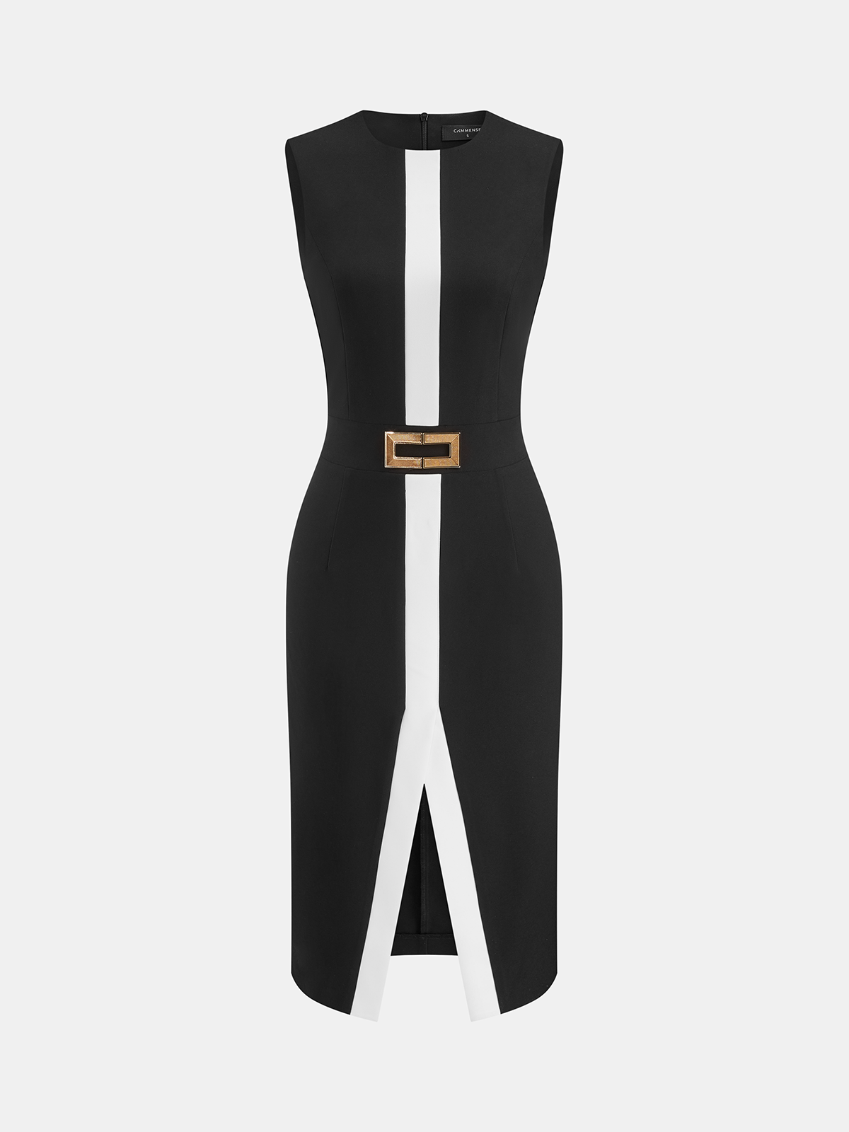 Sukienka Midi Bodycon bez rękawów z metalowymi detalami