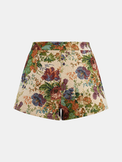 Kwiatowe Szorty Jacquard w Talii Średniej