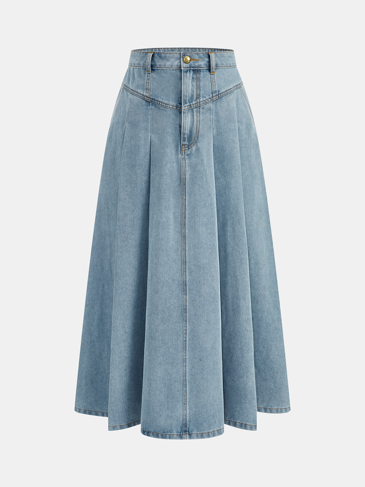Zestaw kamizelki z denimu i plisowanej spódnicy midi
