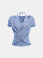 Top z krótkim rękawem Halter Wrap
