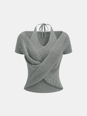 Top z krótkim rękawem Halter Wrap