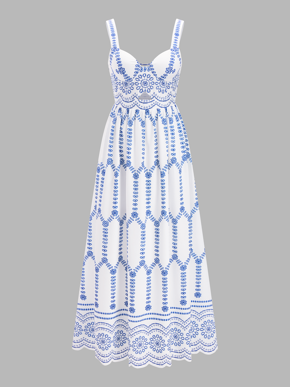 Boho Kwiatowy Wzór Sukienka Maxi z Wycięciem