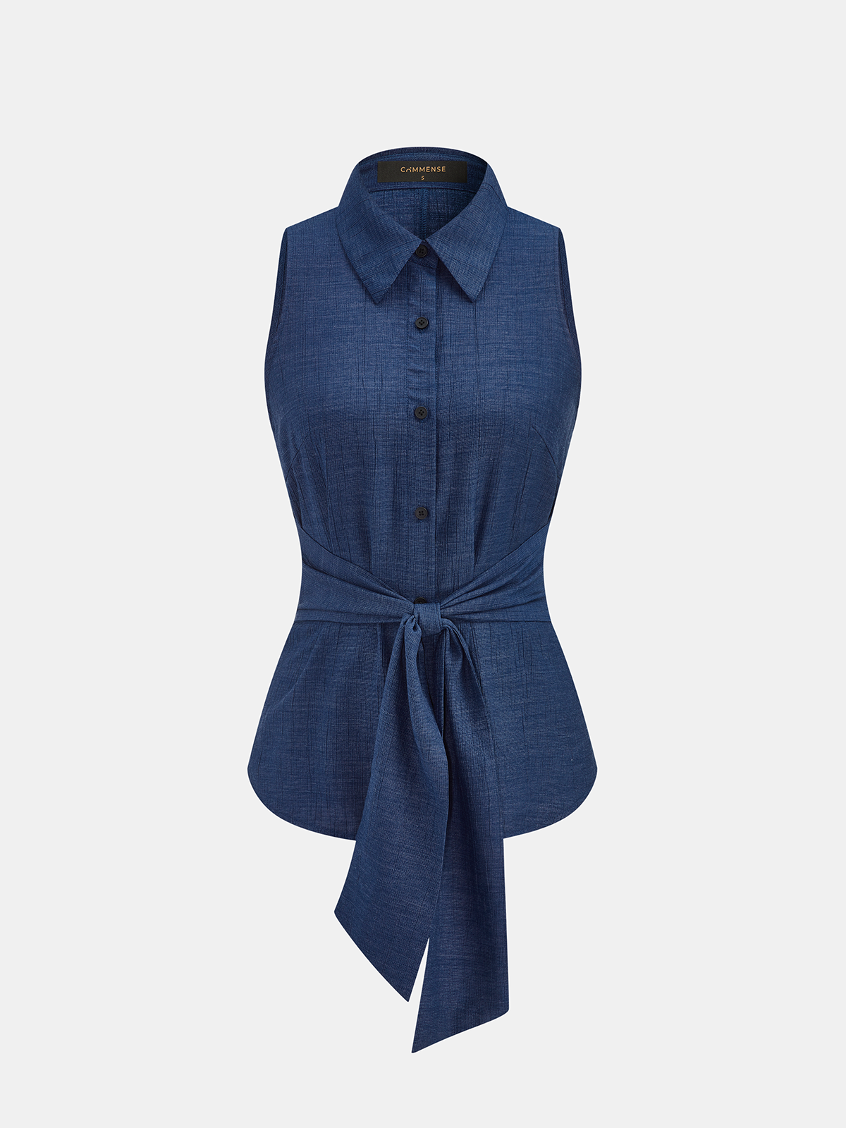 Top i spodnie z wiązaniem w pasie z imitacji denimu
