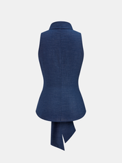 Top i spodnie z wiązaniem w pasie z imitacji denimu
