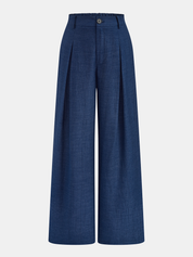 Top i spodnie z wiązaniem w pasie z imitacji denimu