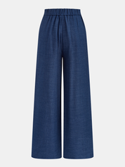 Top i spodnie z wiązaniem w pasie z imitacji denimu