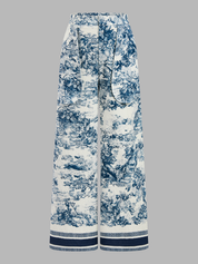Skręcony Crop Top i Spodnie w Wzór Toile
