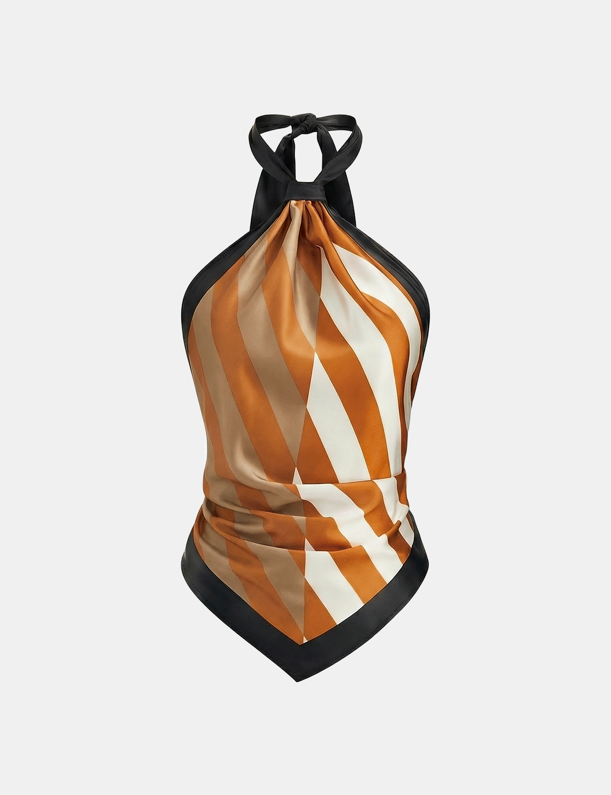 Geometriczny Satynowy Top Halter w Paskach