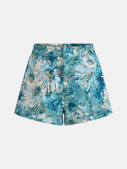 Kwiatowe Szorty Jacquard w Talii Średniej