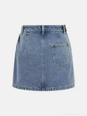 Asymetryczna plisowana spódnica mini z denimu