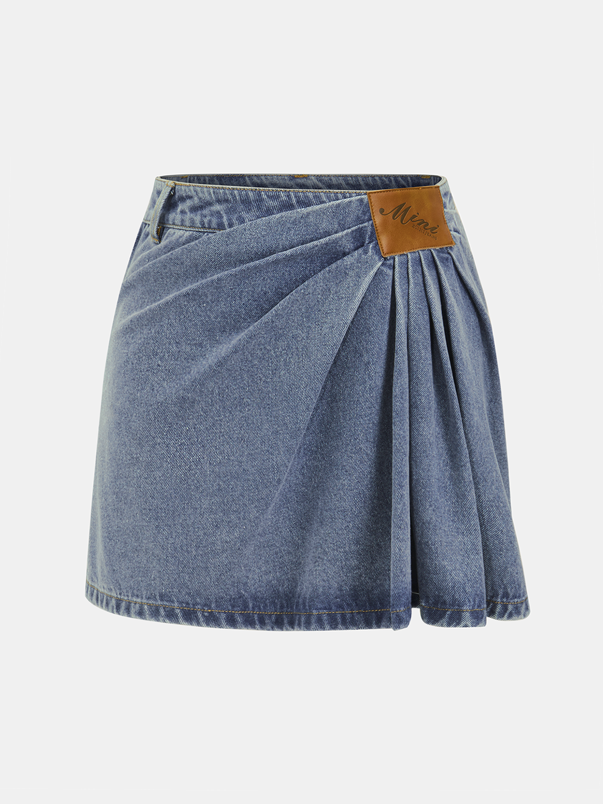 Asymetryczna plisowana spódnica mini z denimu