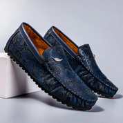 Skórzane loafersy z kwiatami